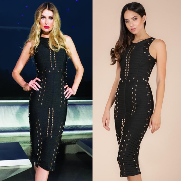 Fleur Metal Studded Bandage Dress - Picture 3 of 8